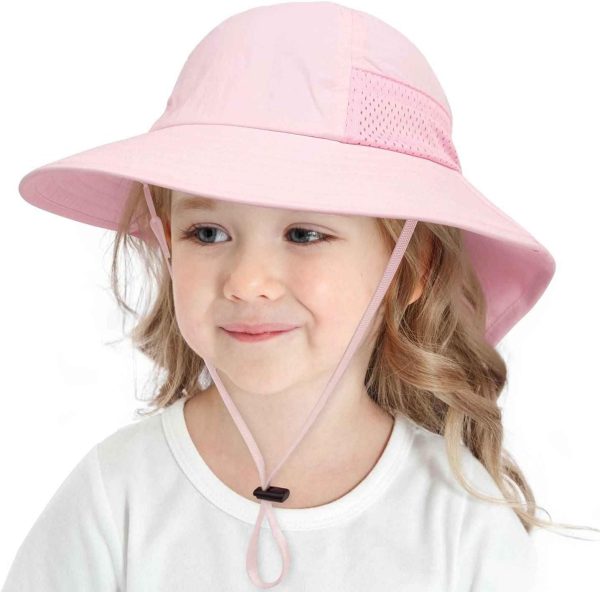 Baby Sun Hat Toddler Kids Boys Girls Wide Brim Beach Hats with Sunglasses UPF 50+ Plain Caps with Neck Flap - Image 4