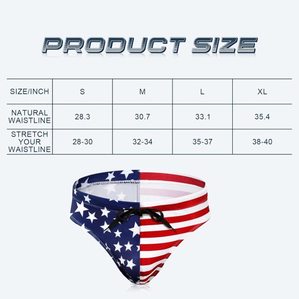 Mens Thong Swimwear USA Flag Stars Bikini Briefs Drawstring Beach Swimsuit Ball Hat American Flag Sunglasses - Image 5