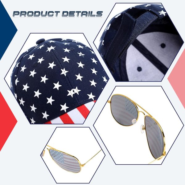 Mens Thong Swimwear USA Flag Stars Bikini Briefs Drawstring Beach Swimsuit Ball Hat American Flag Sunglasses - Image 7