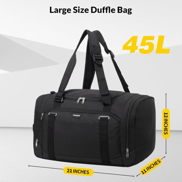 Gym Bag for Men - 45L Duffle Bag for Travel Backpack Carry On Backpack with Shoe Compartment Large Weekender Bag Overnight Bag for Sports Gym Travel - Black - Image 2